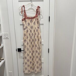 Aqua Floral Cream Maxi Dress